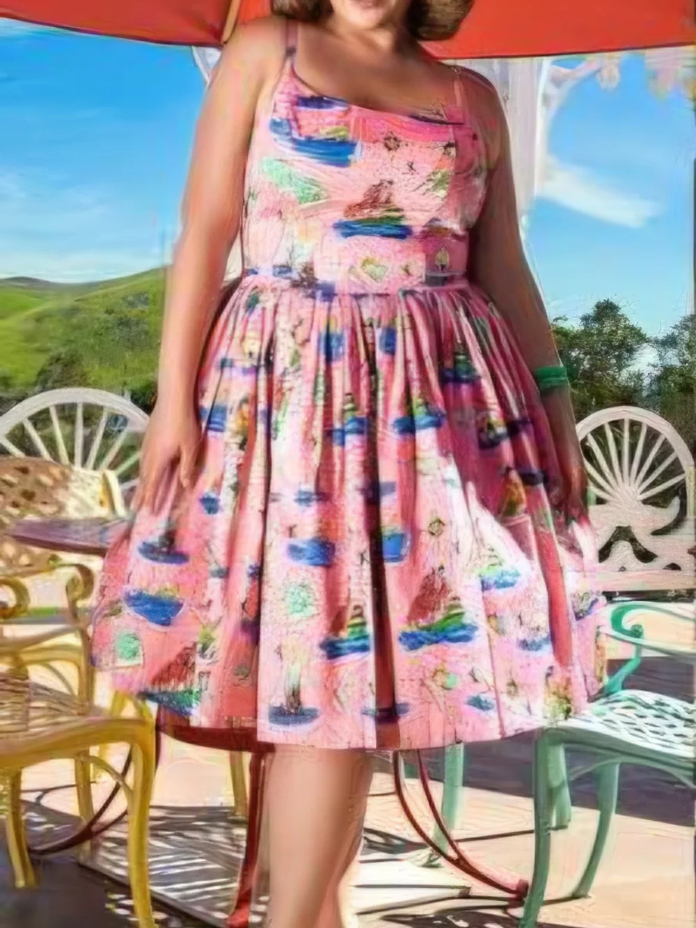 Pinup Couture Jenny Dress in Pink Neverland Print - Picture 7 of 7